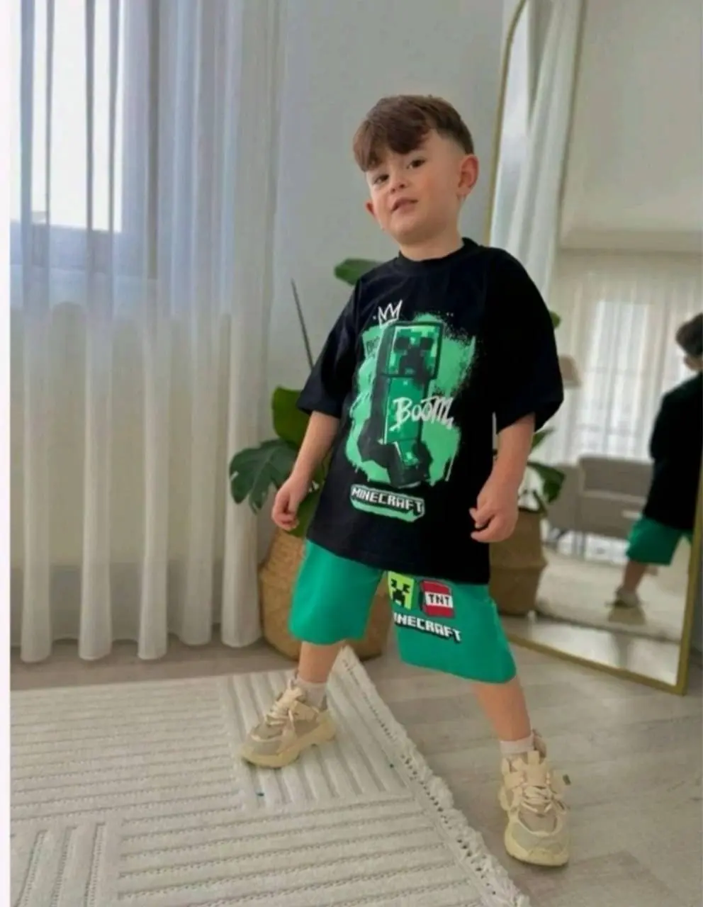 ی کار خوشگل نخ پنبه بلوز شلوارک مانکراف ی براتون شارژ کردم