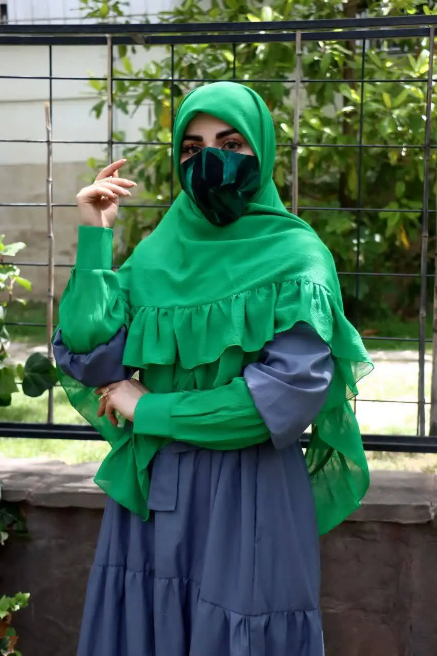 🍃روسری دورچین سبز خوشرنگ