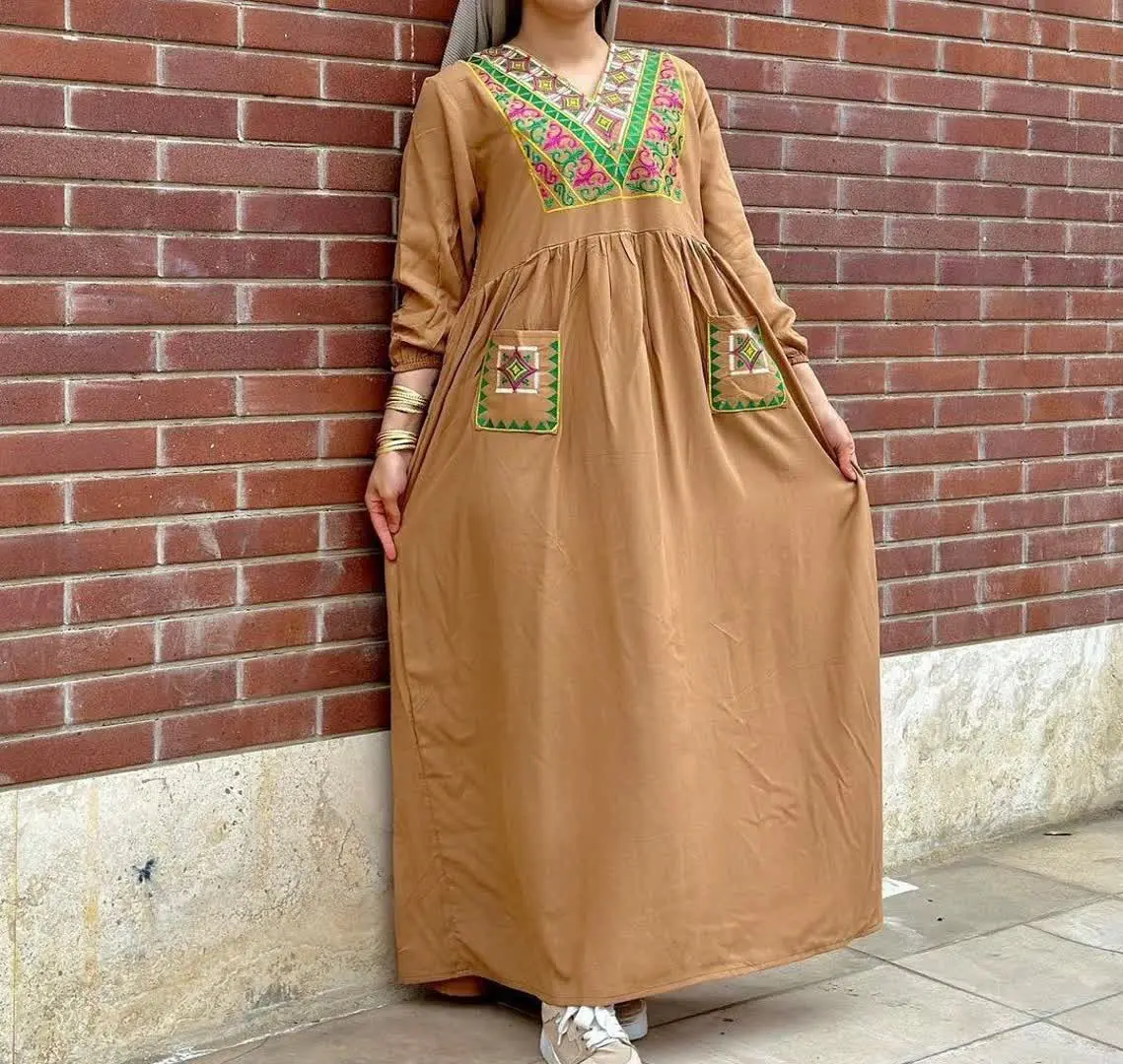 🖋نام: پیراهن نخی جیب گلدوزی شارلوت
