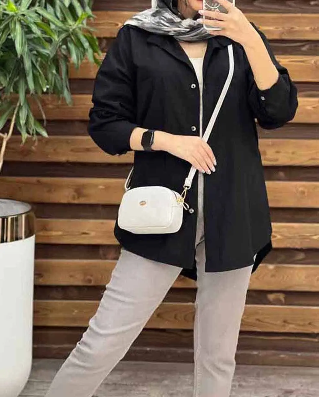 ⚡️شومیز مانتو لینن مشکی دو جیب