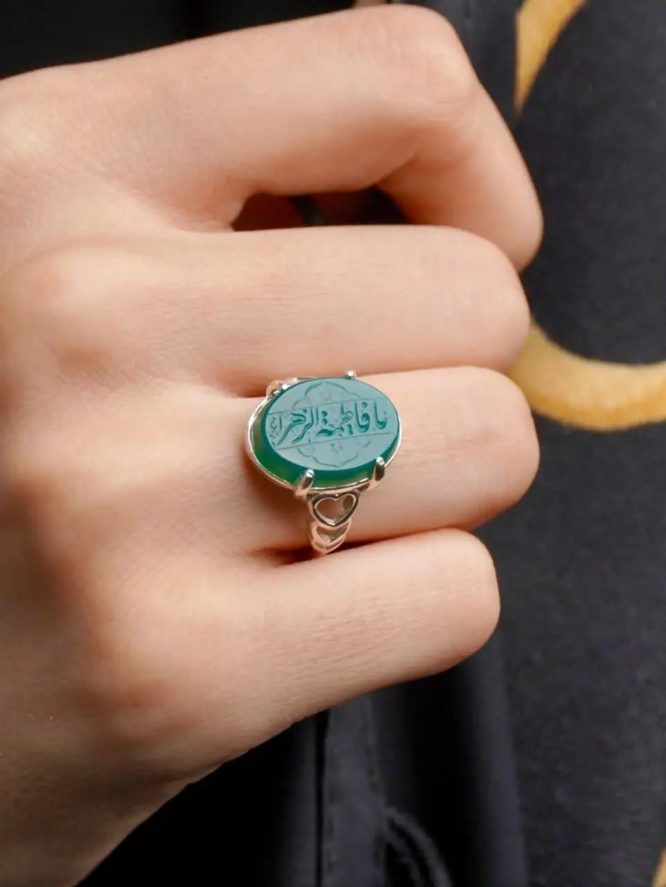 💎انگشترزنانه عقیق سبز اصلی