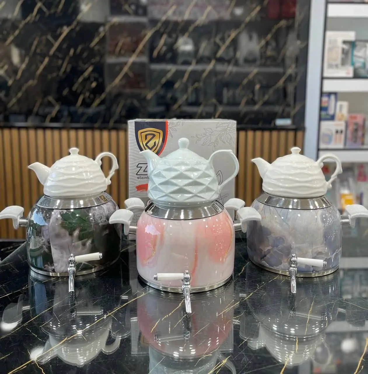 کتری قوری کف چدن طرح سنگی💥