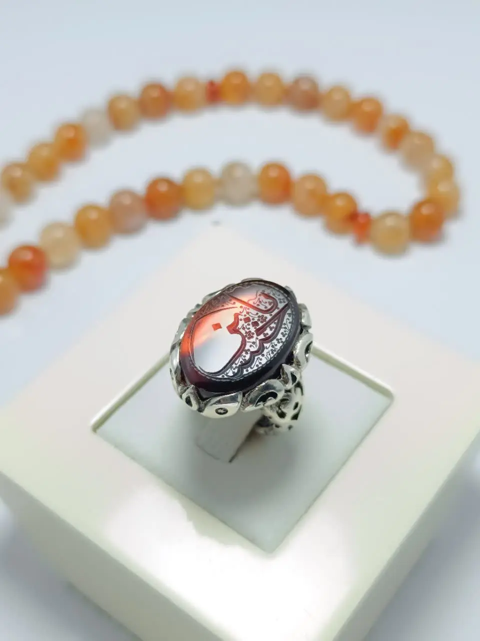 انگشتر نقره مردانه عقیق دورنگ