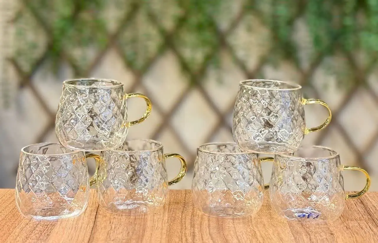 💥شات پیرکس لوزی دسته طلایی💥