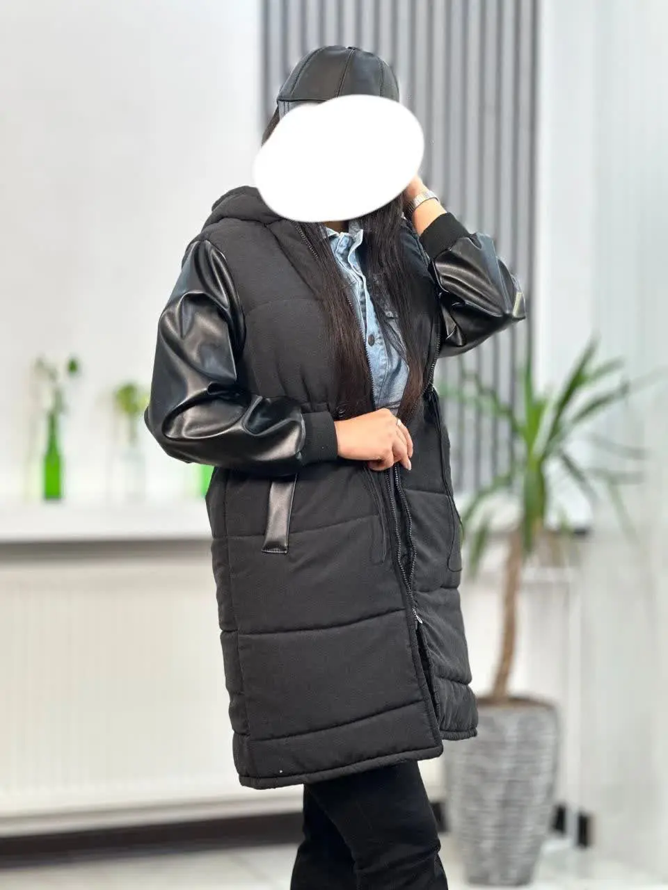 کاپشن آستین چرم نیکا