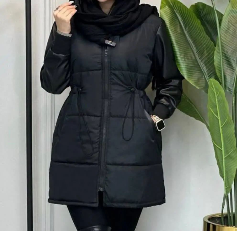 کاپشن آستین چرم نیکا