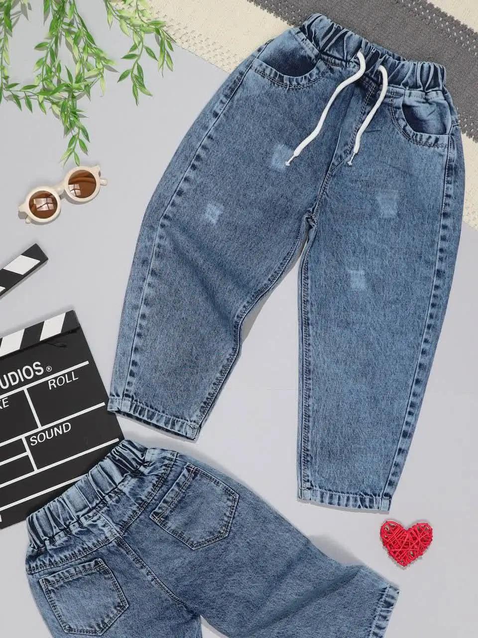 👫شلوار جین مام آبی (دختروپس...