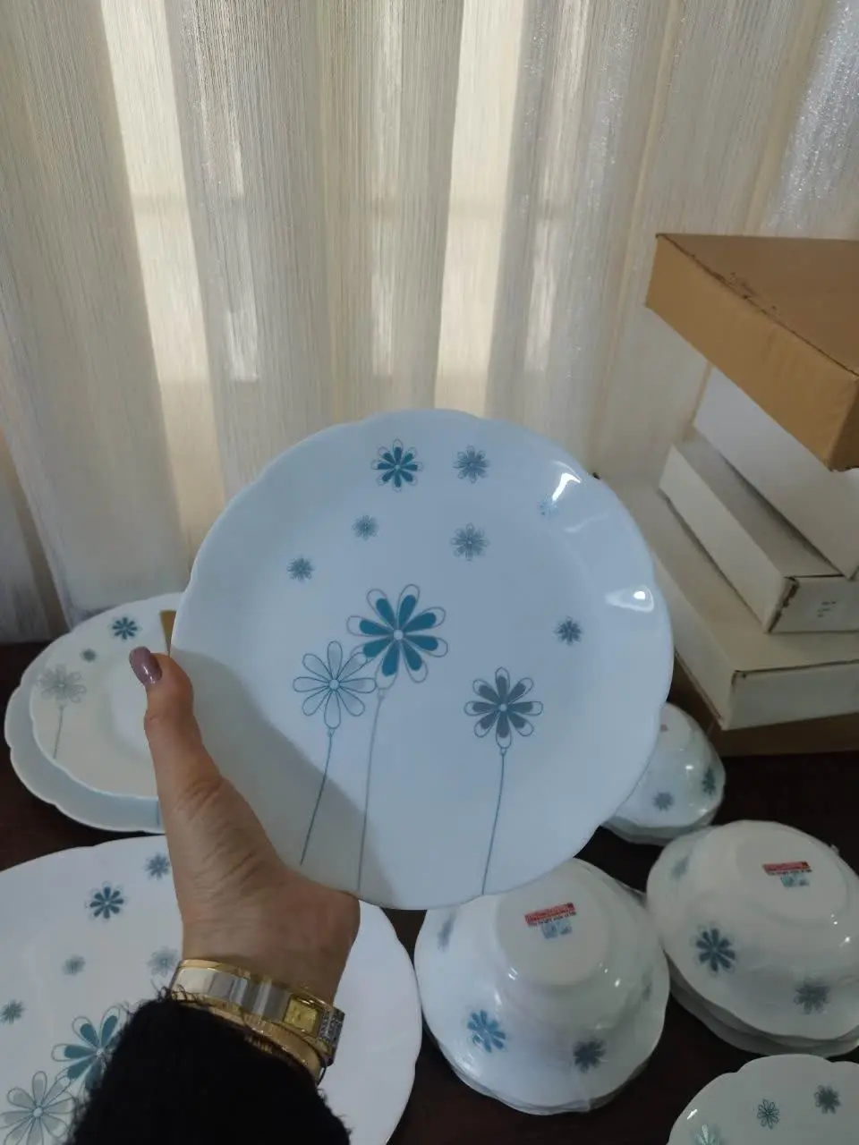 پیش دست میوه خوری بدنه نیلوفری قطر ۱۹ سانت 
