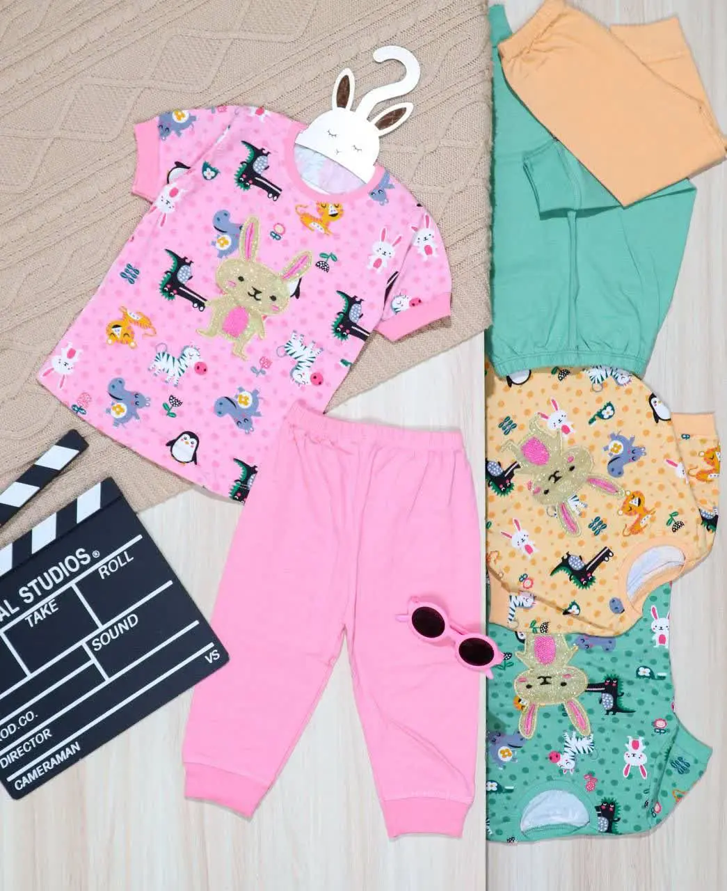 👫تیشرت و شلوار‌ک دخترانه چاپ باغ وحش👫
