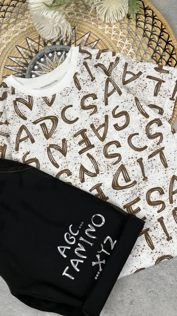 🔮ست تیشرت شلوارک طرح حروف🔮
