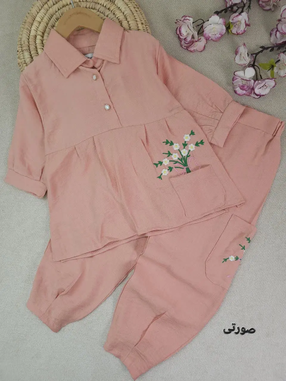 شومیز شلوار دخترانه جیب دار
