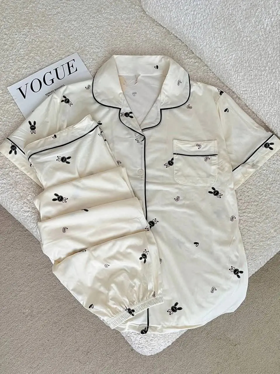 🍀ست دوتیکه تیشرت وشلور نخ پ...