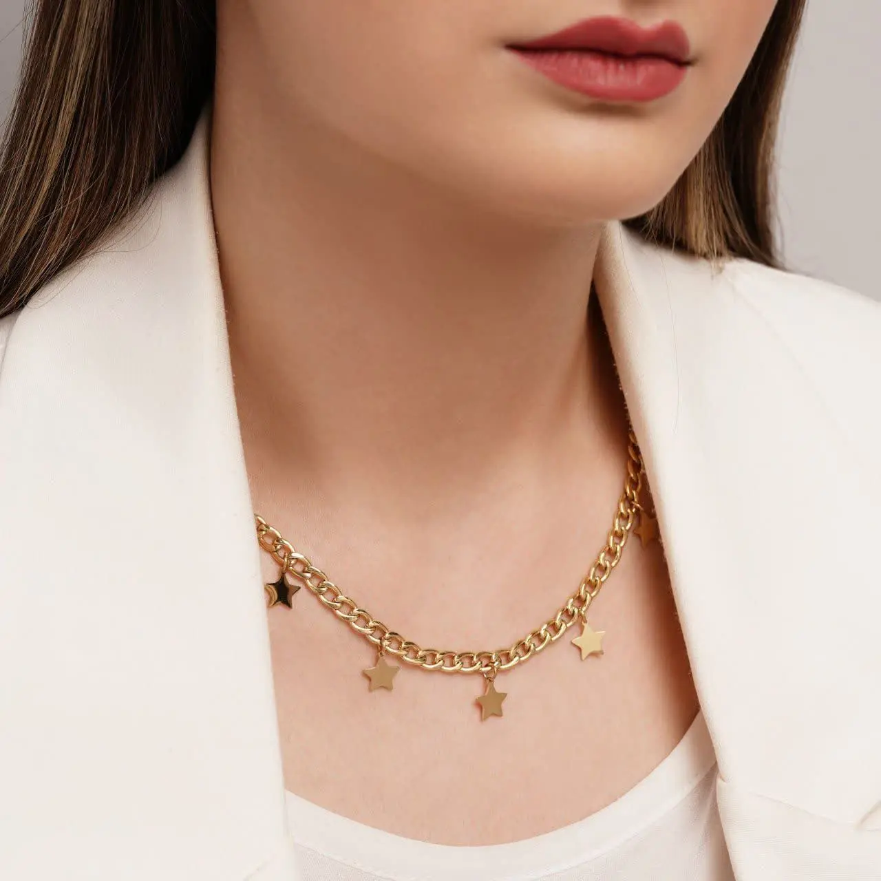 گردنبند استیل ۳۱۶ طلایی 
