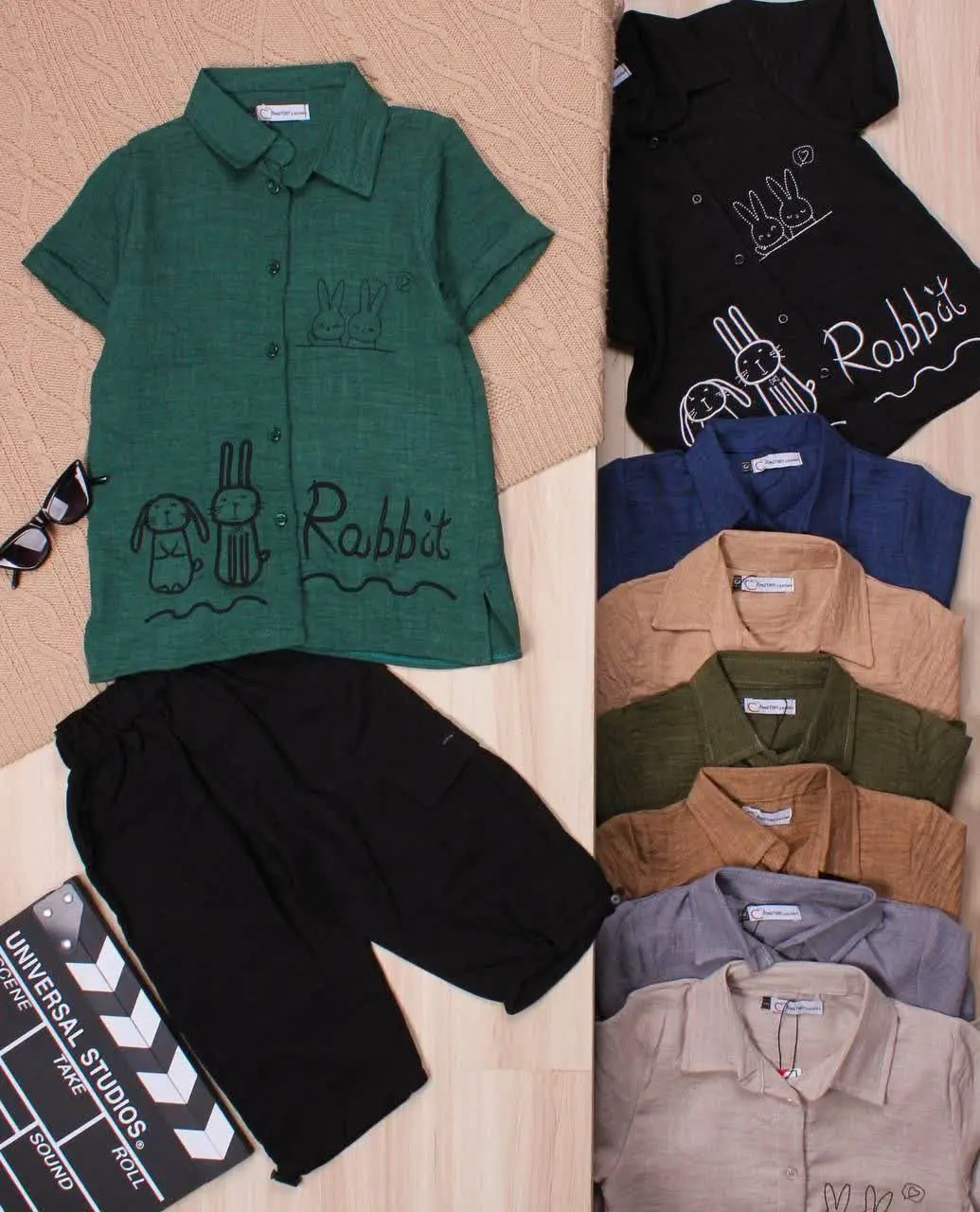 👫پیراهن و شلوارک گلدوزی خرگوش RABIT👫
