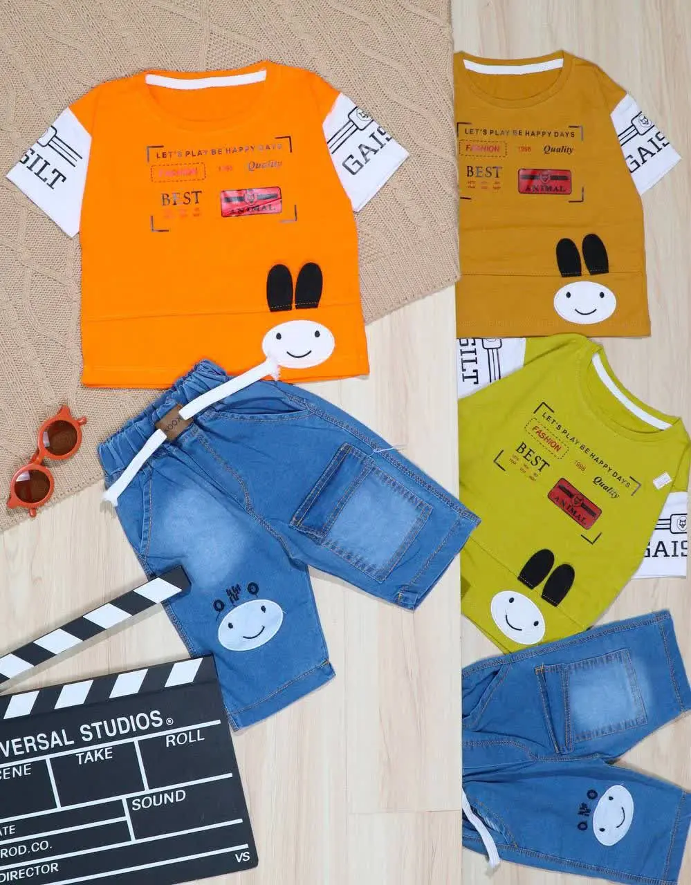 👫تیشرت و شلوارک جین چاپ ANIMAL 👫
