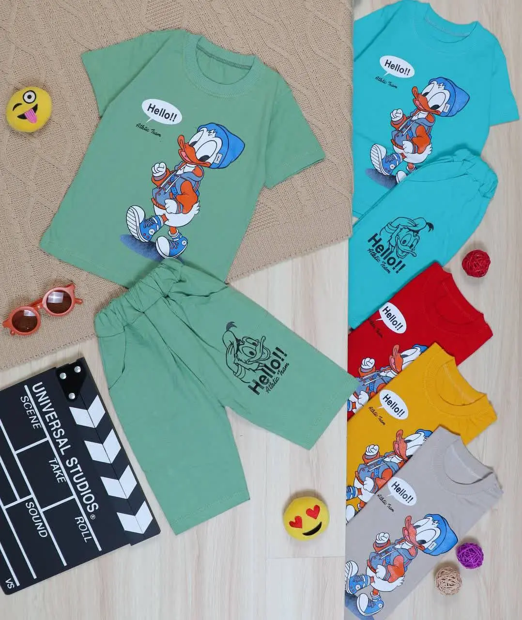 👫تیشرت و شلوارک چاپ اردک👫
