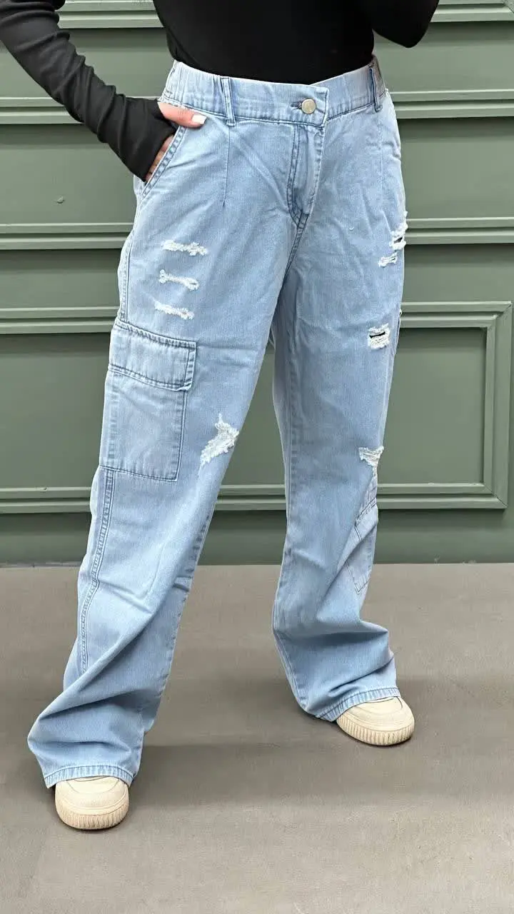 🍉 شلوار لی بگ ساده و کارگو
