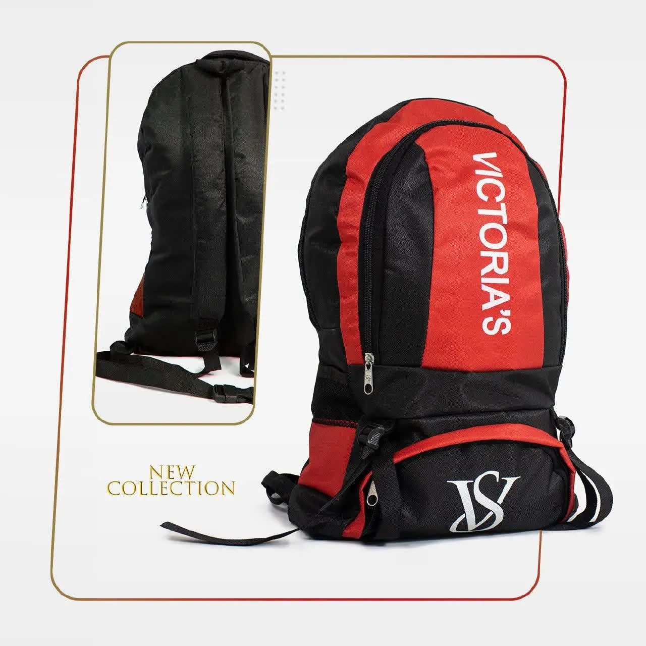 🔸 کوله پشتی مشکی قرمز Victorias مدل ۱۸۹۶

