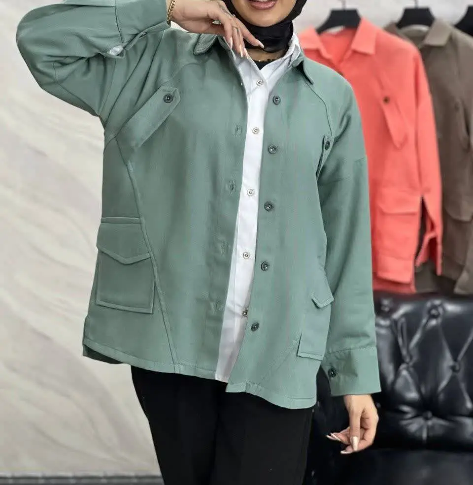 ✔️نام: کت کتان دو جیب نوار دار 
