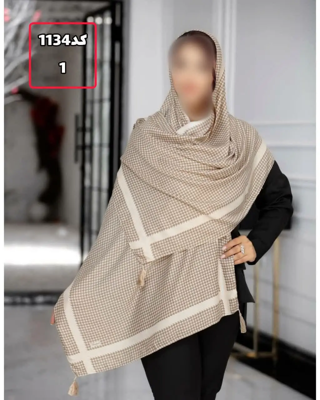 🖋نام: شال نخی منگوله دارپیچازی رنگی کد۱۱۳۴
