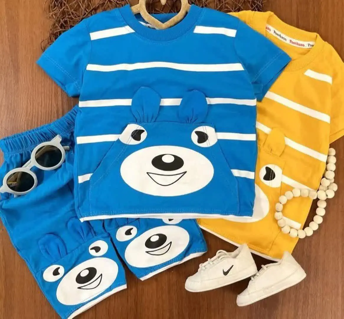 ست راه راه جیب کانگورویی گوشدار😎
