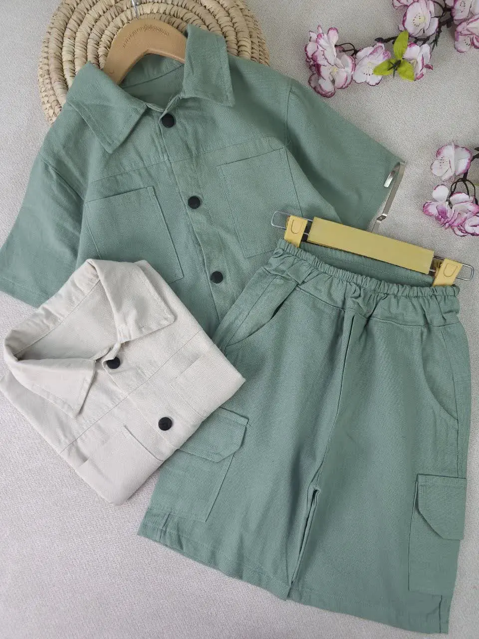 شومیز جلو دکمه و شلوارک پسرانه آرین
