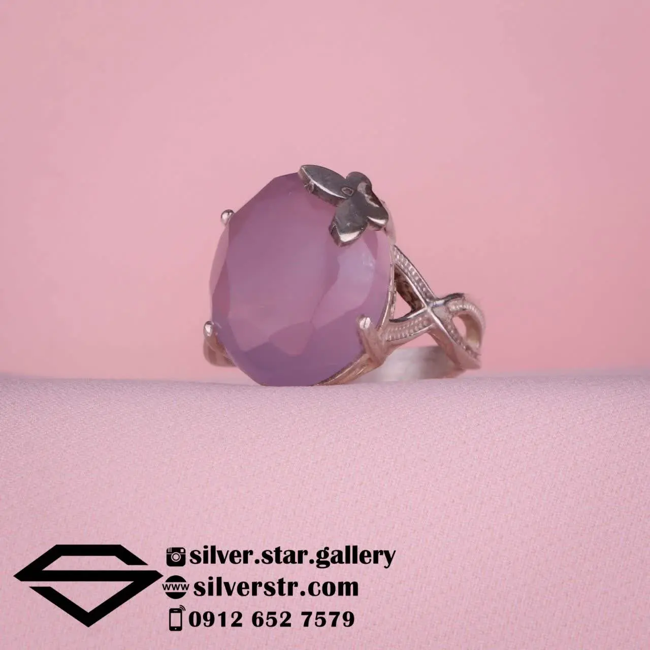 💜 انگشتر #زنانه عقیق کبود یمنی کد ۱۱۸۰
