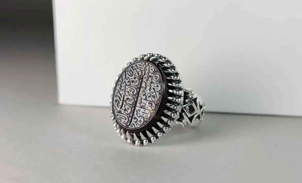 💎انگشتر عقیق مشکی خطی اصل