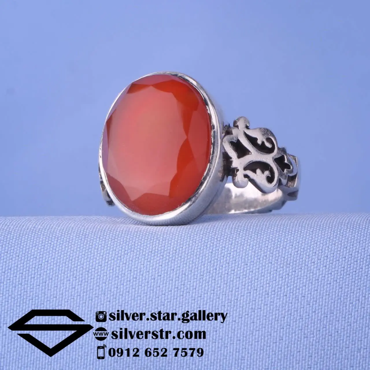 🧡 انگشتر مردانه عقیق پرتقال...