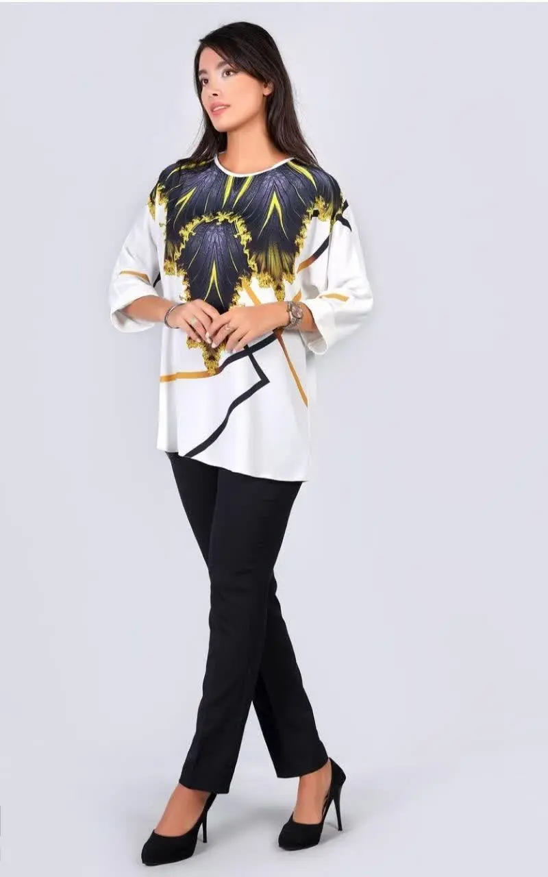 🌼شومیز چاپی، آستین سه ربع
