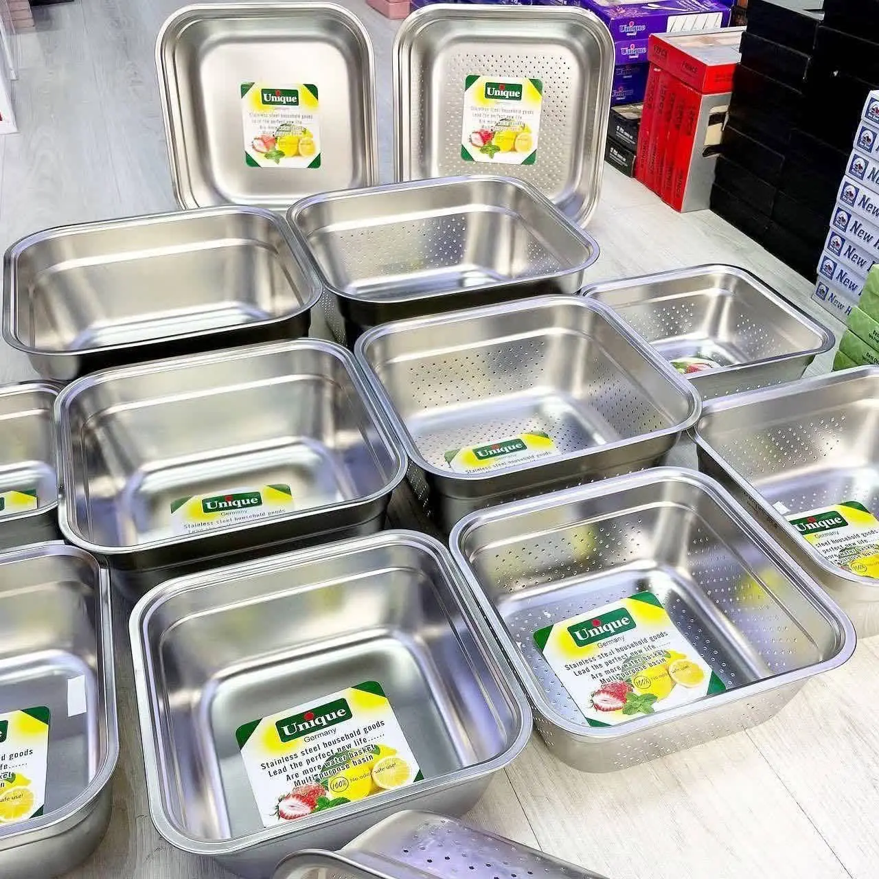 لگن و آبکش مربع یونیک
