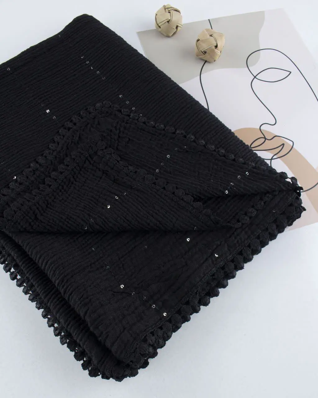 🖤کالکشن مشکی محرمی روسری آسمان🖤 شال نخی وارداتی اورجینال
