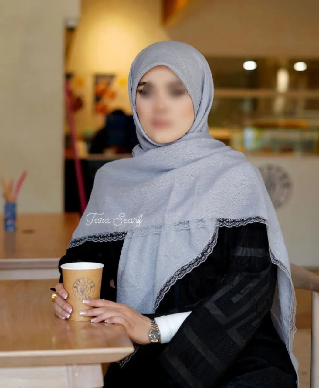☪️روسری نخی دور دانتل شاین دار
