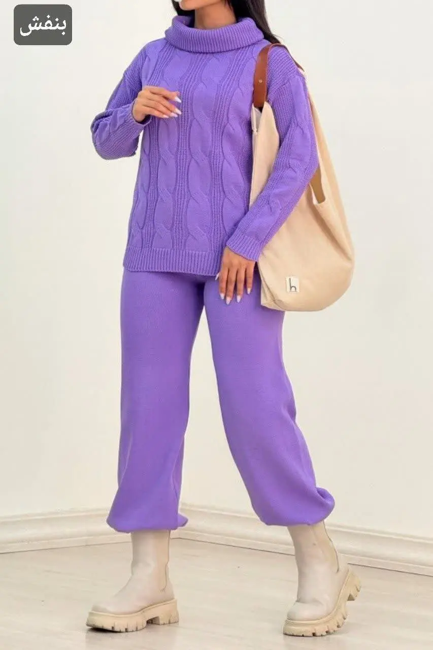 ست بافت یقه شل مارپیچی