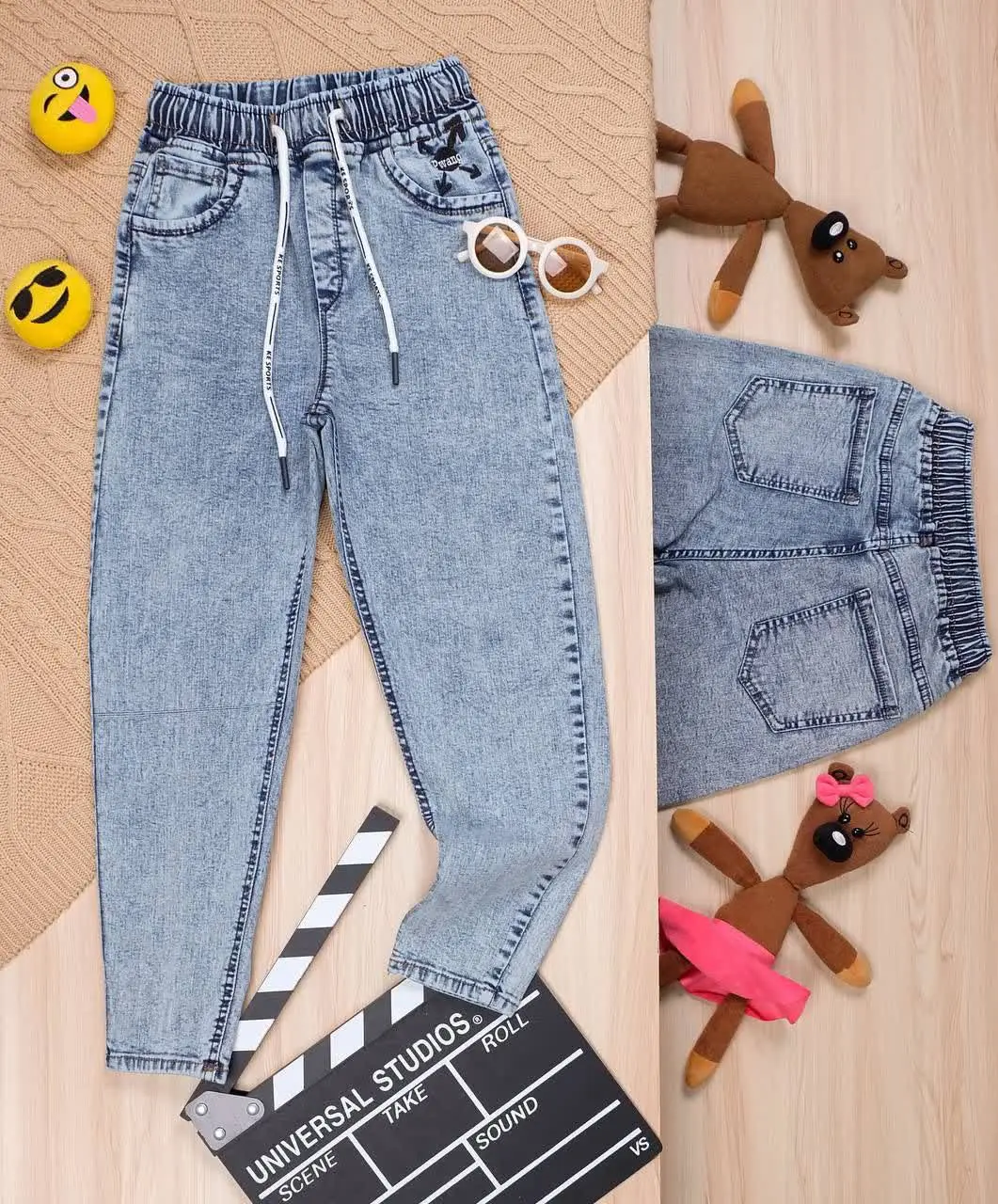 👫شلوار جین آبی برفی گلدوزی PWANG👫
