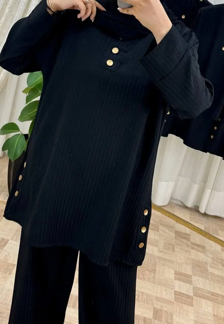 ست #تونیک و #شلوار محرمی بغل دکمه 
