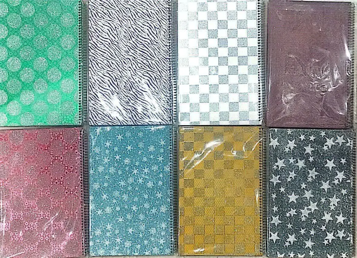 دفتر ۱۰۰ برگ رحلی متالایز جلد سخت (سلفونی) تک سیم اعلا با کاغذ ۷۰ گرم تک سلفون
