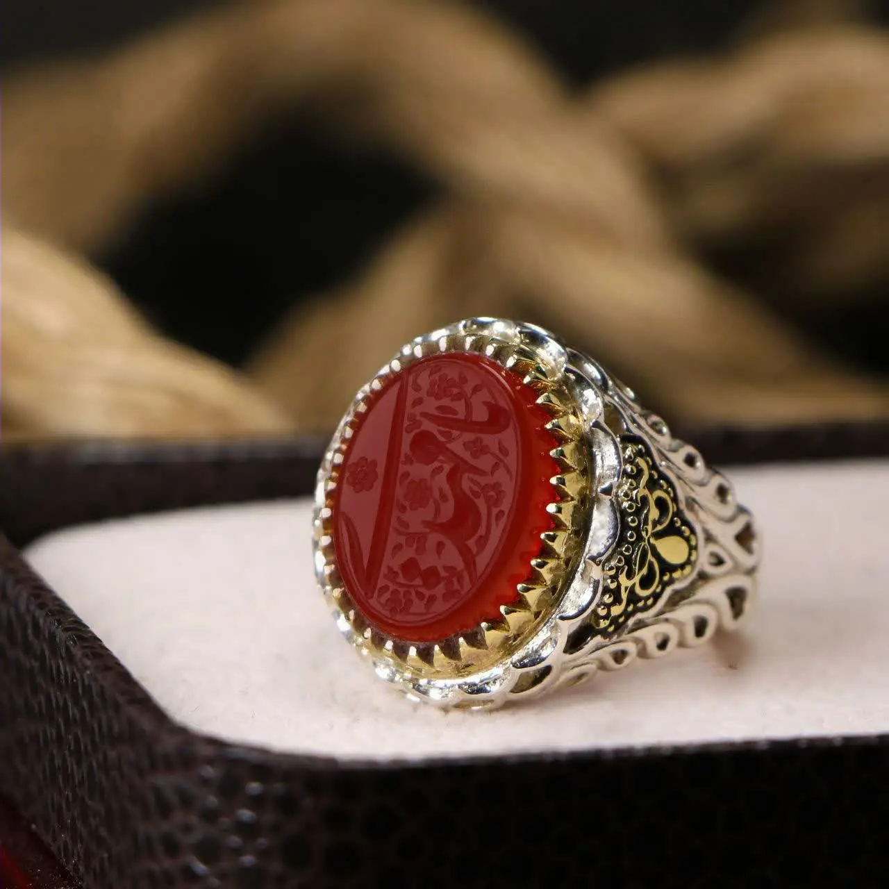 💎انگشتر عقیق سرخ اصلی مردانه