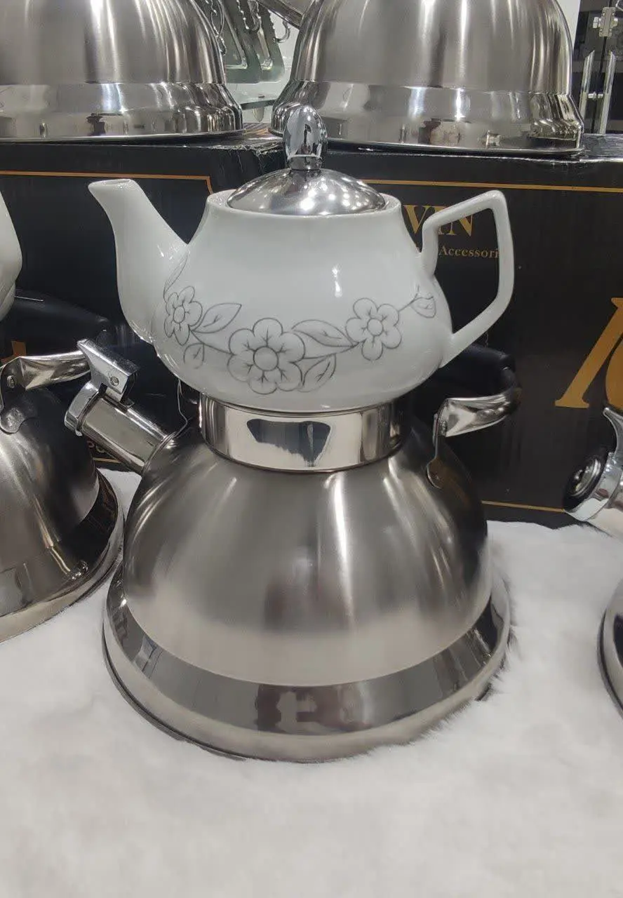 کتری قوری سوتی استیل ساده 
