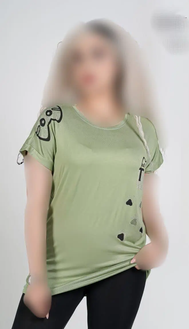 🔴 تیشرت ویسکوز چاپ و نگین گربه 
