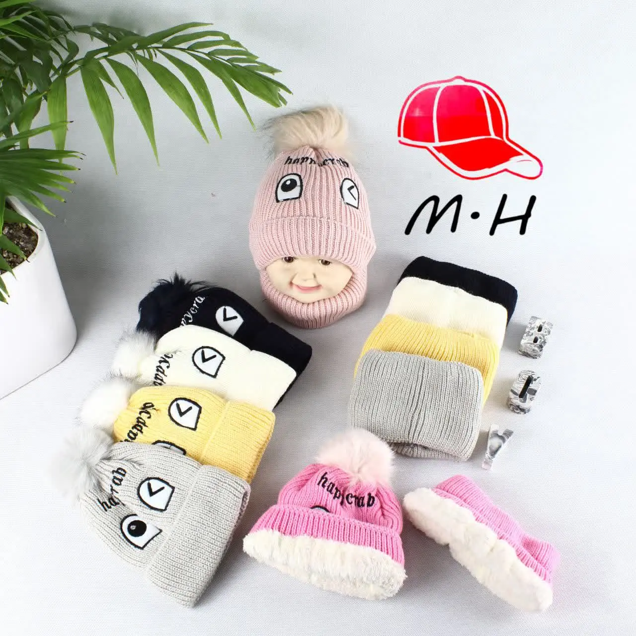 کلاه و شال رینگی تک پوم طرح...