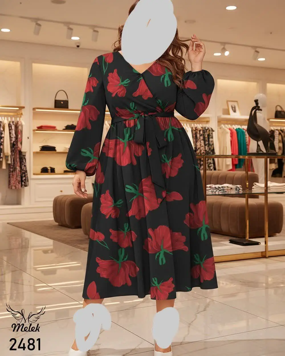 پیراهن مجلسی یقه ضربدری آست...