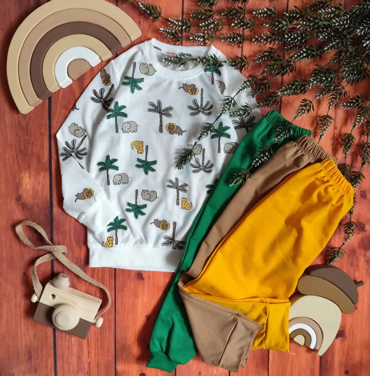 😍ست بلوز و شلوار طرح هاوایی...