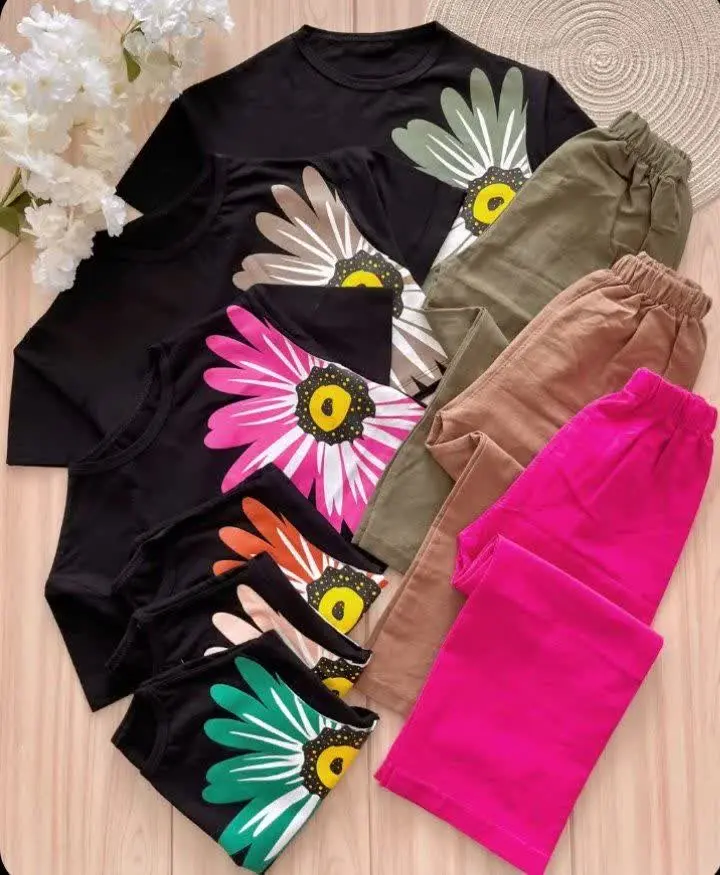 کراپ شلوار دخترانه گل
