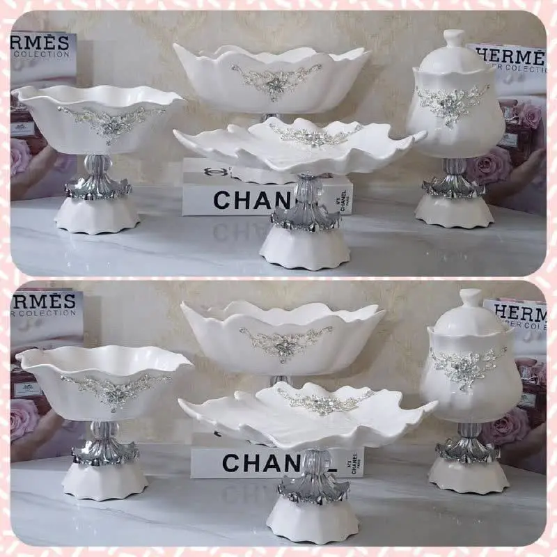 ❤️سرویس چهارتیکه پذیرایی گل برنزی سیلور طرح سارینا❤️😍
