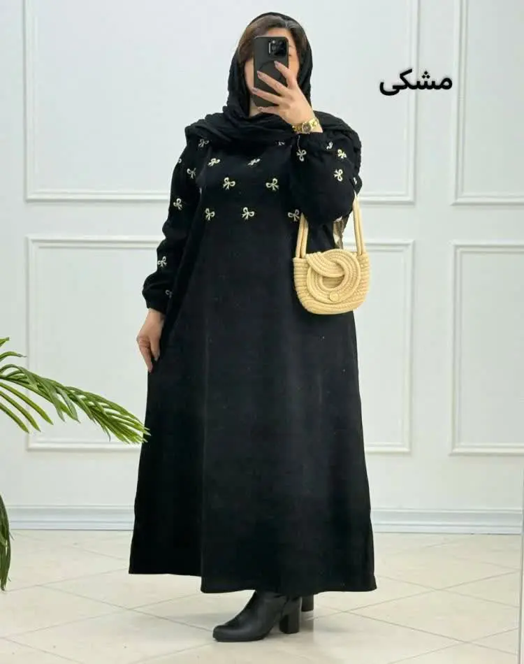 پیراهن مخمل کبریتی زنانه ان...