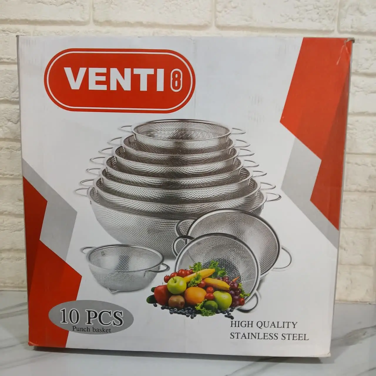 #آبکش پانچی پایه دار و دسته دار ونتی🍓 ۱۰ پارچه 
