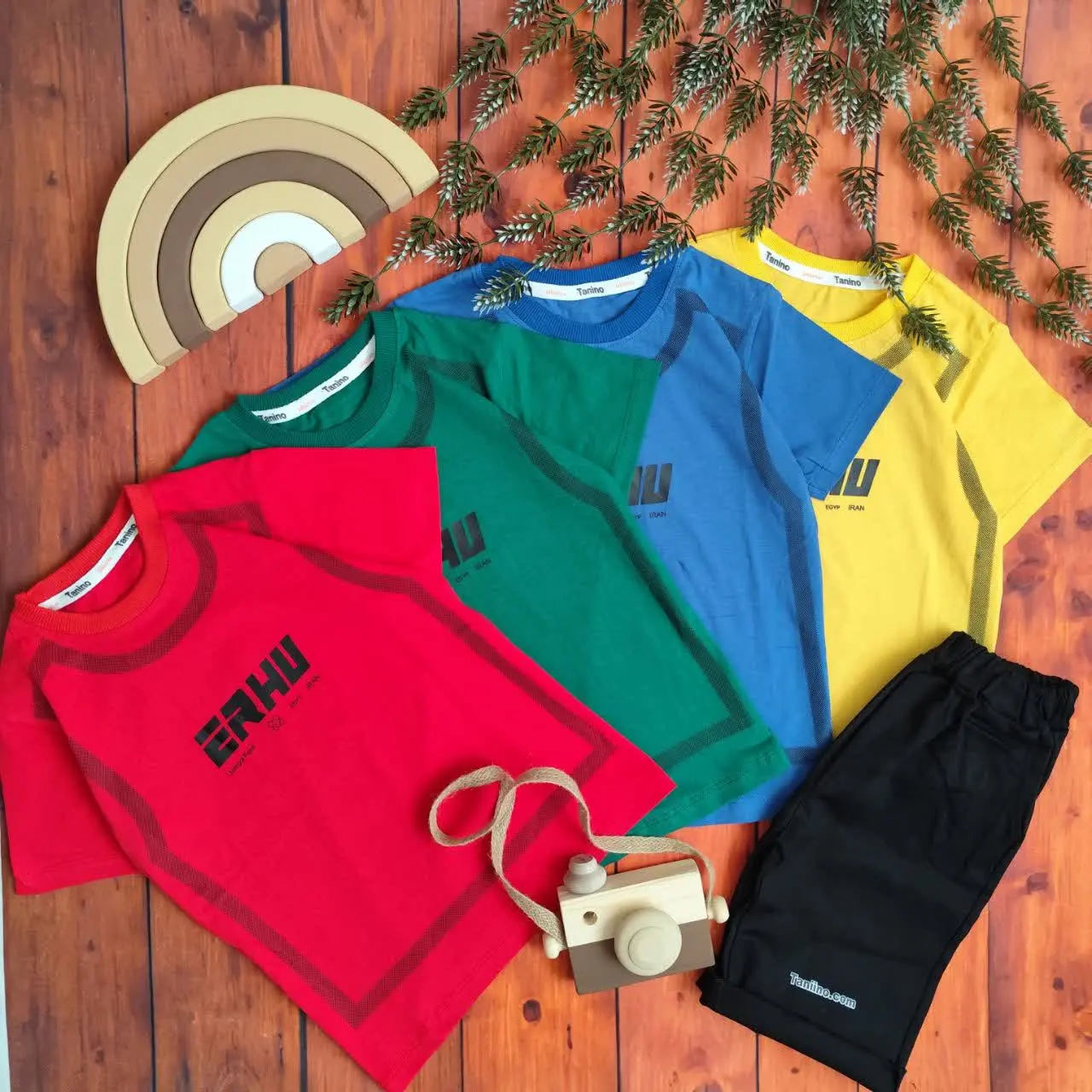 😍ست تیشرت وشلوارک پسرانه EHRU، جنس تیشرت پنبه، جنس شلوارک کتان با کیفیت عاااالی 👌
