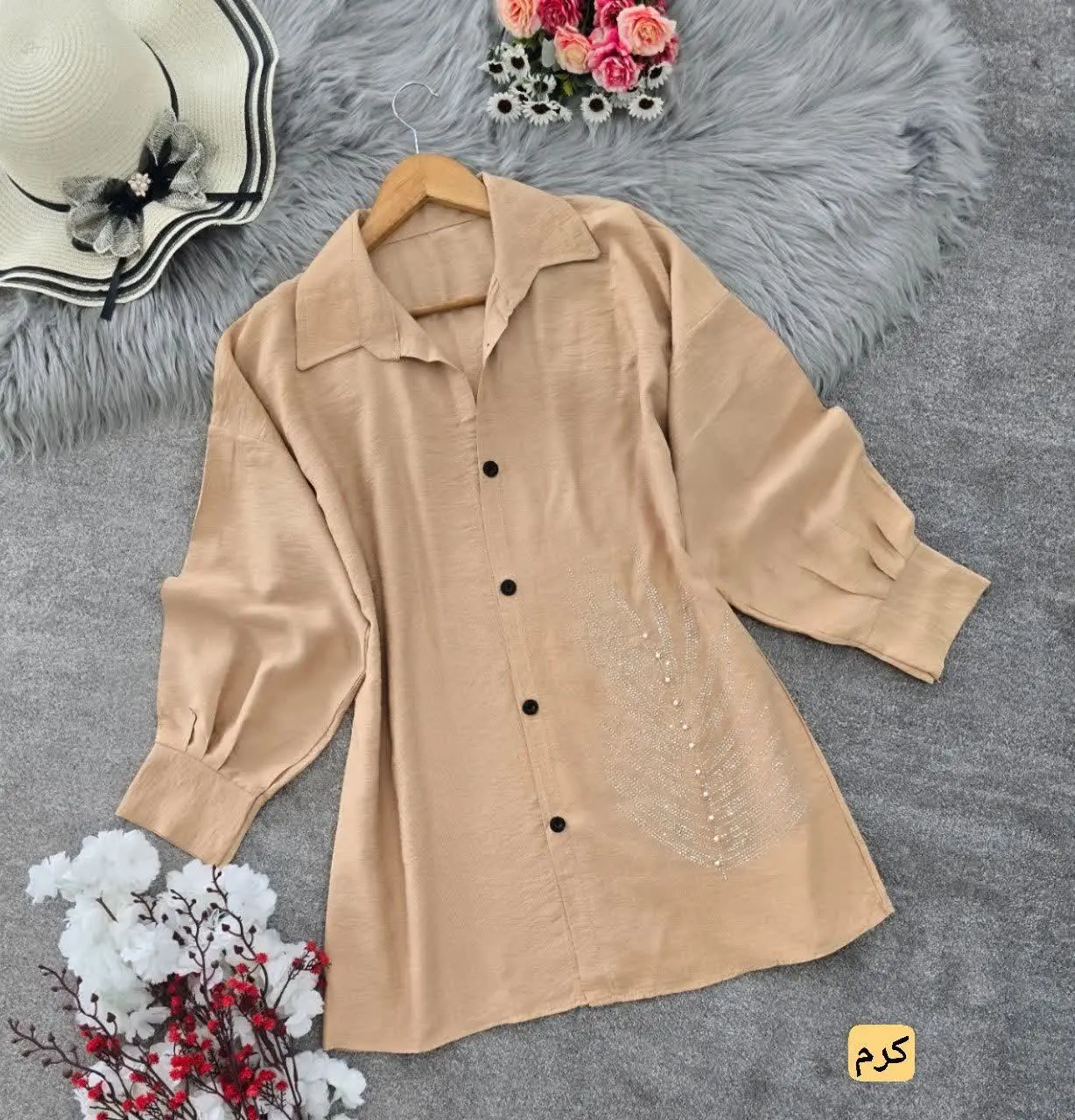 نام: شومیز مانتویی نگین برگی
