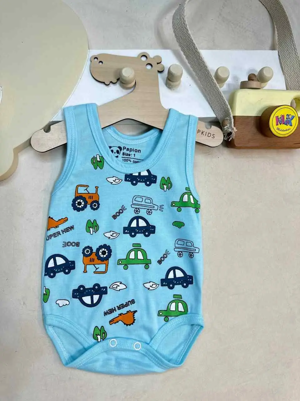بادی زیردکمه طرح ماشین آبی نوزادی کد ۱۱۸۰۷۲ 

